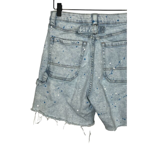 Wild Fable Shorts Womens 8 Blue Jean Denim High Rise Utility Fray Paint Splatter - Picture 5 of 16